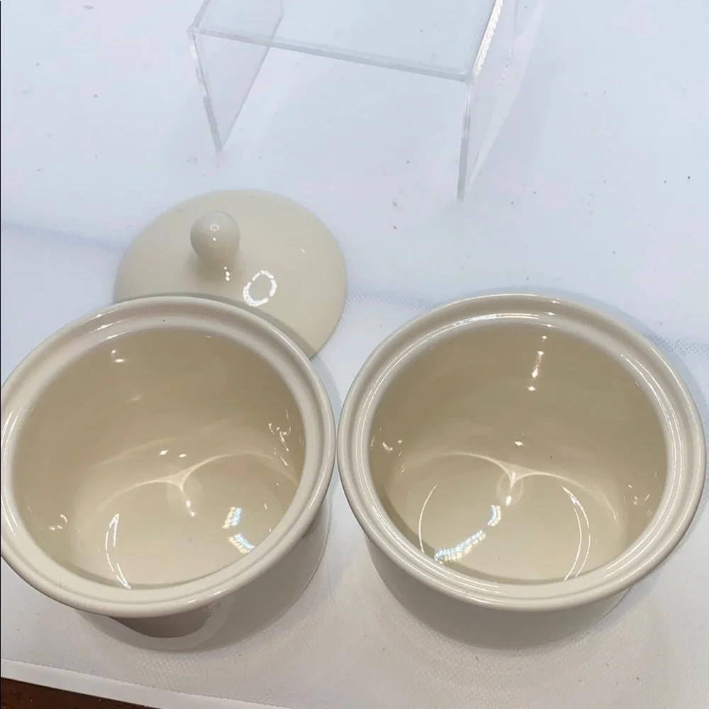 Crate&Barrel Cream Sugar Bowl with Lid and Bonus Sugar Bowl no lid
